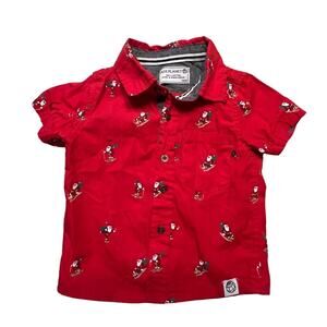 FREE PLANET INFANT CHRISTMAS SANTA RED BUTTON UP COLLARED SHORT SLEEVE SHIRT
